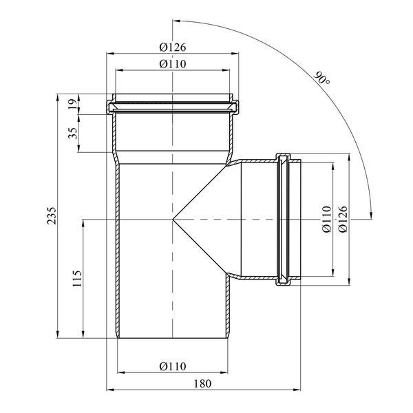 Трійник для внутрішньої каналізації Baux 110х110/90&deg; CV029715 фото