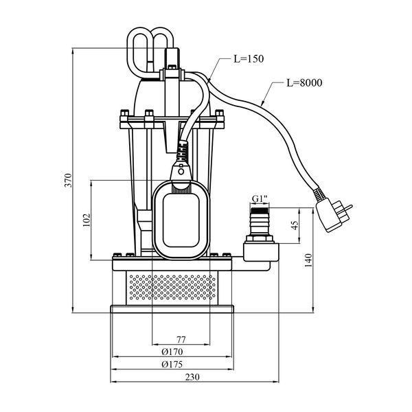 Насос дренажний Agua QDX 7-32-0.75 Нmax 32 м Qmax 7 куб.м P 750 Вт корпус алюміній CV035077 фото