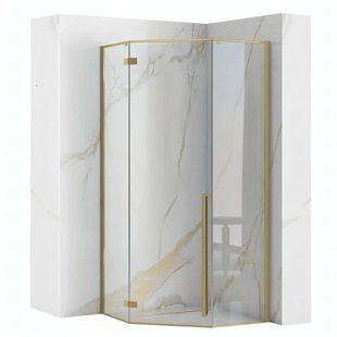 Душова кабіна Rea Diamond 90x90 безпечне скло прозоре, gold brush (REA-K6506) 23799 фото