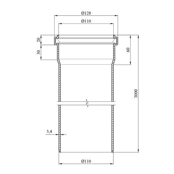 Труба для наружной канализации Rozma SN4 110х3000х3,4 мм CV028405 фото