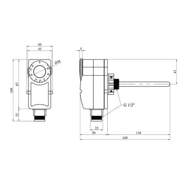 Термостат занурювальний Karro 1/2'' РЗ 90&deg;С KR-1089 CV028393 фото