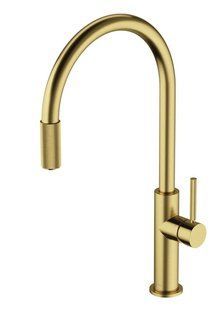 Змішувач для кухні Omnires Switch на дві води з висувним виливом, brushed brass (SW9057-FD1BSB) 20584 фото