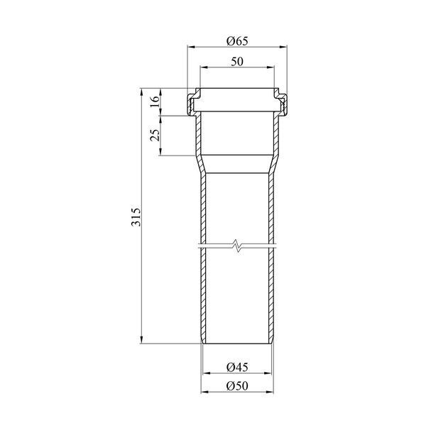 Труба для внутренней канализации Rozma 50х315 мм CV010088 фото