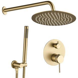 Душова система Rea Lungo Grip brushed gold + box прихованого монтажу (REA-P8950) 22456 фото