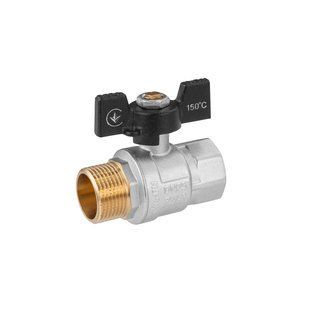 Кран шаровой Kroner 1" ВН PN40 бабочка, никелированный CV033212 фото