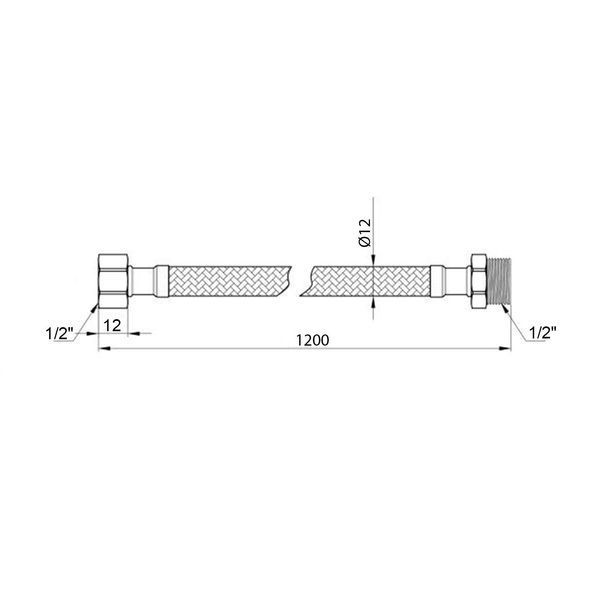 Гибкая подводка для подключения воды Kroner KRM 1/2" ВН 120 см в нейлоновой оплетке покрытой ПВХ CV023674 фото