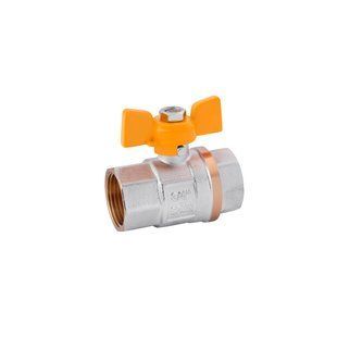Кран шаровой для газа Karro "Standart+" 3/4" ВВ PN40 желтая бабочка, никелированный CV016428 фото