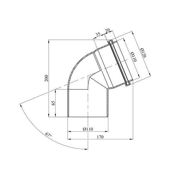 Колено для внутренней канализации Rozma 110х67&deg; CV019524 фото