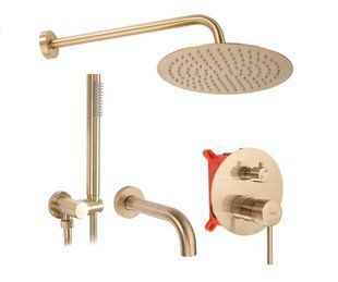 Душевой комплект скрытого монтажа Rea Lungo brush gold + box (REA-P6609) 19071 фото