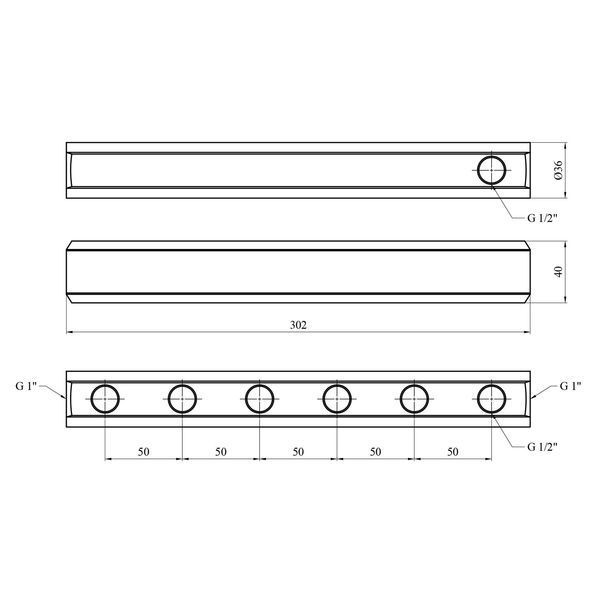Коллектор балка Karro на 6 выходов 1"x1/2" РВ латунный KR-2001 CV013207 фото