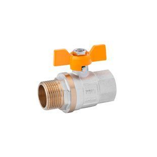 Кран шаровой для газа Karro "Standart+" 3/4" ВН PN40 желтая бабочка, никелированный CV017347 фото
