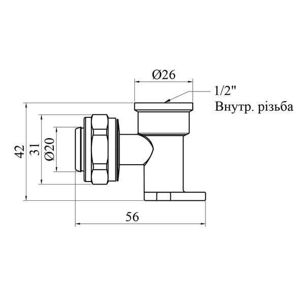 Коліно настінне металопластикове STA (DN) 20x1/2" РВ нікельоване CV010741 фото