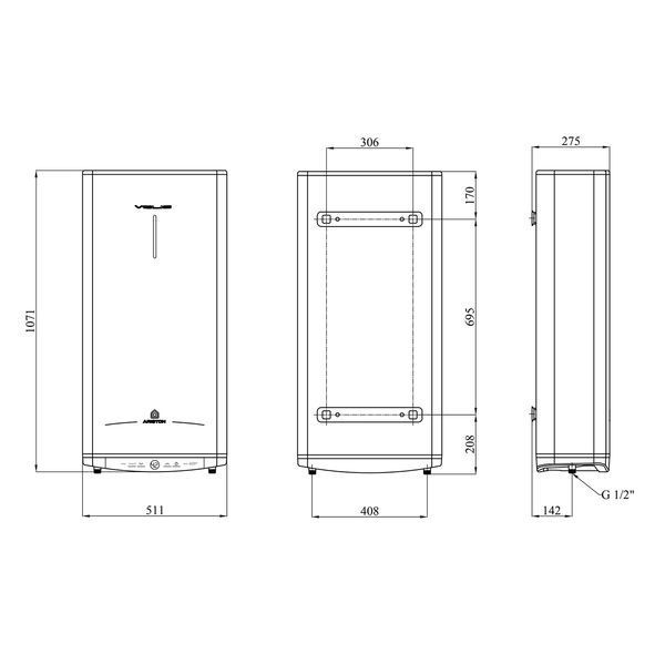 Водонагреватель Ariston Velis Tech 80 EU с мокрым ТЭНом 3100918 CV034397 фото