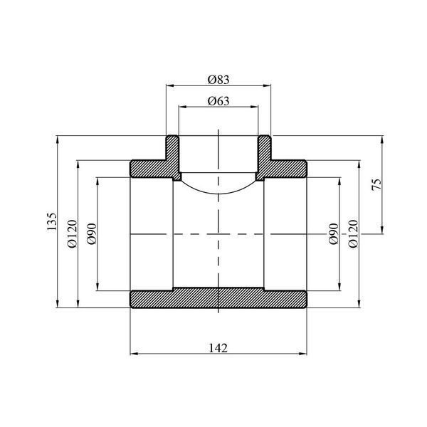 Тройник переходной PPR GrandiTherm 90х63х90 мм CV024040 фото