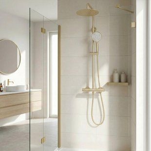 Душова система для душу з термостатом Rea Lungo brushed gold (REA-P6730) 24522 фото