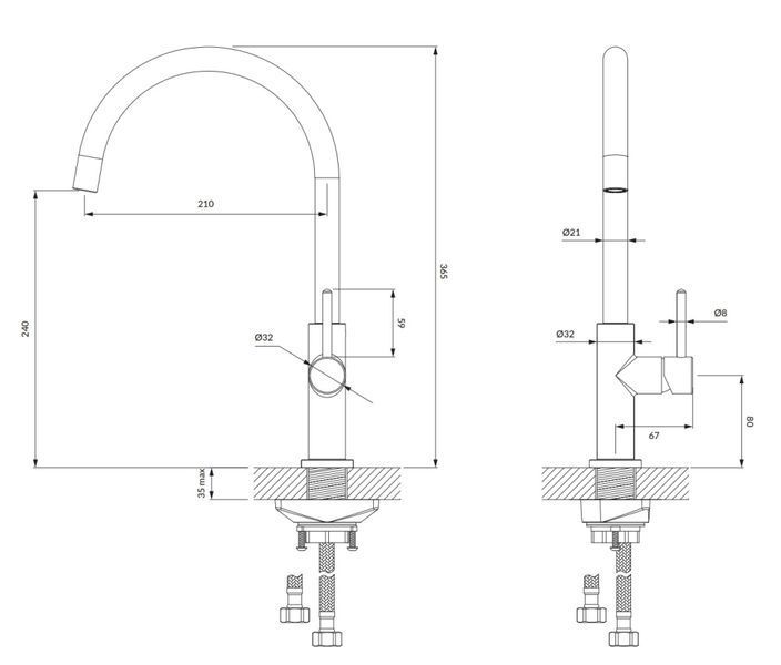 Змішувач для кухні Omnires Y brushed nickel (Y1251NI) 23518 фото