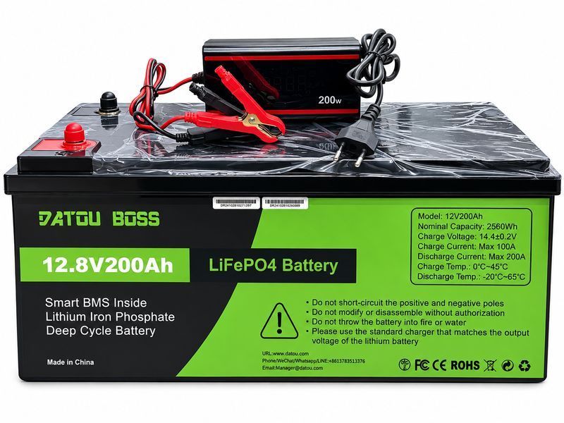Акумулятор LiFePO4 12V 200Ah DATOU BOSS  літій-залізо-фосфатний для систем безперебійного живлення будинку+ Зарядка 0043 фото
