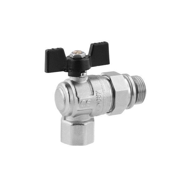 Кран-американка кульовий кутовий Kroner 3/4" ВЗ PN40 метелик, нікельований CV033224 фото