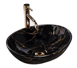 Умивальник Rea Sofia 41x34,5 black marble shiny (REA-U5611) 18759 фото