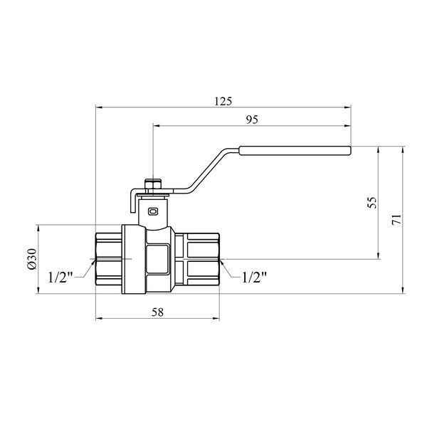Кран кульовий Kroner 1/2" ВВ PN40 ручка, нікельований CV033213 фото