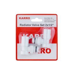 Комплект радиаторных угловых кранов верхние Karro 1/2" ВН белые KR32000 CV027082 фото