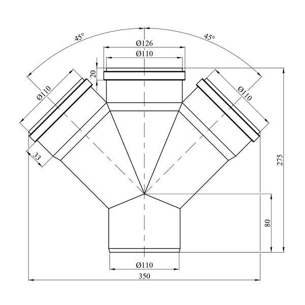 Крестовина для наружной канализации Rozma 110х110х110/45&deg; CV029136 фото