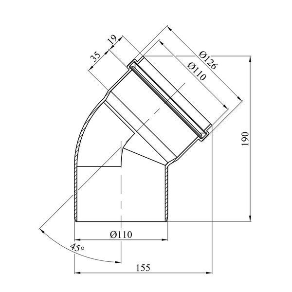 Колено для внутренней канализации Baux 110х45&deg; CV029701 фото